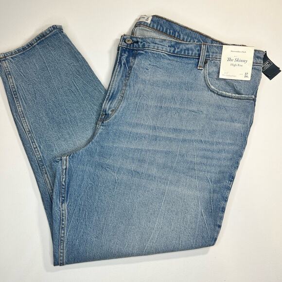 🆕 NWT Abercrombie & Fitch The Skinny High Rise Jeans Plus Size 37 X 24 Long - Picture 5 of 15